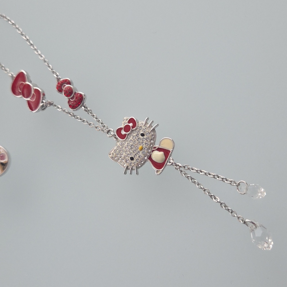 NWB Swarovski X Sanrio Hello Kitty Red and Silver Charm Necklace - Picture 5 of 13